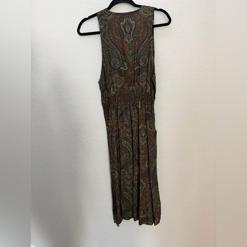 Vintage R.J. Stevens Petite Paisley Midi Dress Jumper Pockets Made in USA 8 - Picture 6 of 10